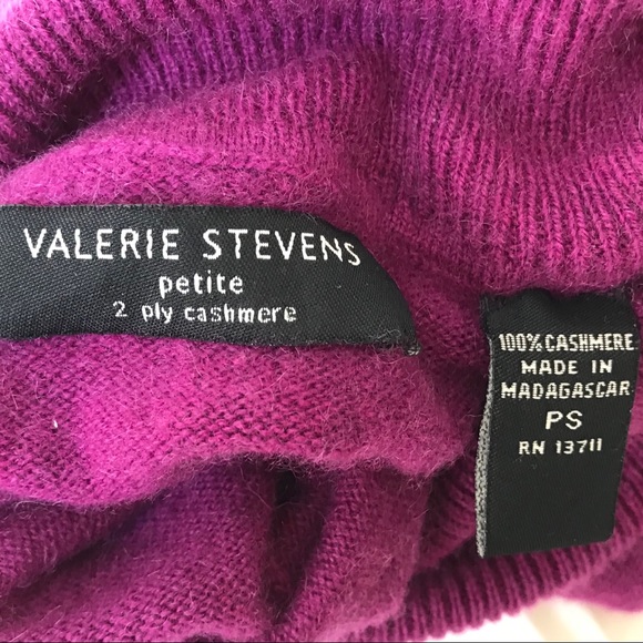 Valerie Stevens 2-Ply Cashmere Fuchsia Turtleneck - Picture 4 of 5